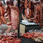 Pork stall in market