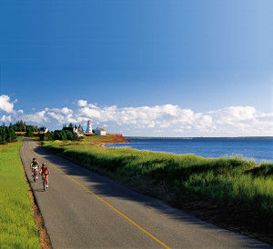 Cycling in Panmure Island Provincial Park, Prince Edward Island, Canada.