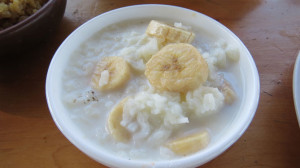 Rice pudding with fresh banana