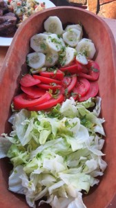 A classic Chilean salad - lettuce, tomatoes and cucumber