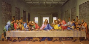 Fig  5.1  The Last Supper painting by Giacomo Raffaelli, a copy of Leonardo da Vinci’s famous Last Supper mural. In reality this table was a round Arthurian-style table.