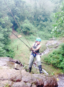 Rappelling at the waterfall